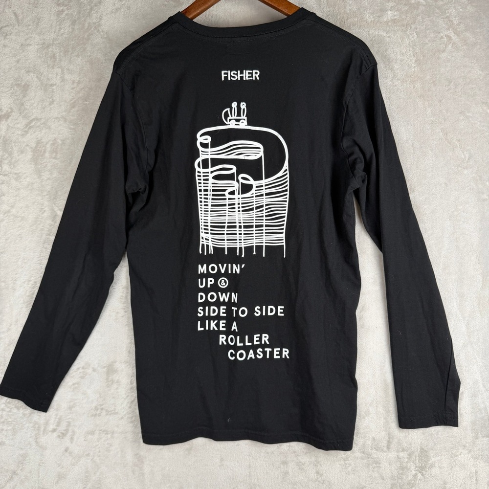 Fisher Stop It Roller Coaster‎ Black Long Sleeve Graphic T-Shirt Mens Medium